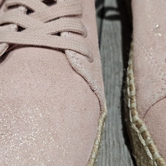 TRETORN Eve2 Pink Suede Glitter Platform Espadrille Lace Up Sneakers 8M - Picture 9 of 10